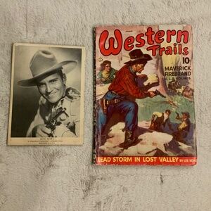 Western Trails Pulp Magazine 1941 & BW Picture Gene Autry Cowboy Western Vintage